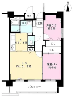 URサンラフレ平岸【2階】の間取り