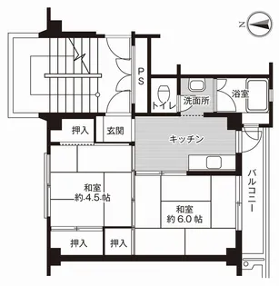 ビレッジハウス白枝 2号棟【1階】の間取り