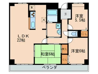 ベルヴィオウミ【7階】の間取り