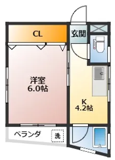 第1羽賀ビルマンション【4階】の間取り
