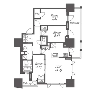 プラウドタワー名駅【13階】の間取り