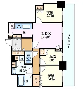 グランクロスタワー広島 アイコート【5階】の間取り