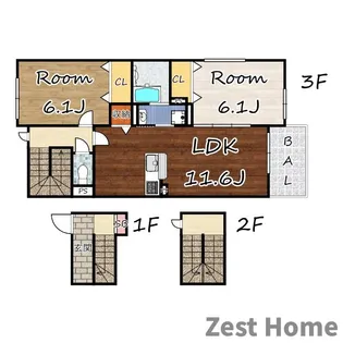 メゾン・デ・クール【1階】の間取り