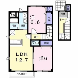 エディビレッヂ B【2階】の間取り