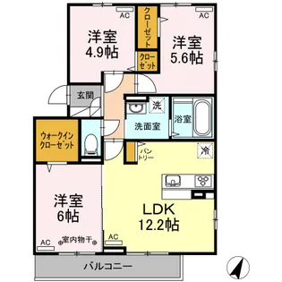 フルール・デ・シャン F【3階】の間取り