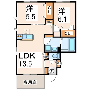 シャーメゾン須屋II【1階】の間取り
