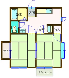 福島県いわき市郷ケ丘2【アパート】の間取り