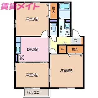 COMODO楠 A【2階】の間取り