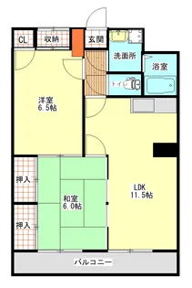 山形市桧町2丁目 エスパシオ 2LDK【3階】の間取り
