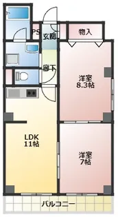 サンパレス鷹匠【5階】の間取り