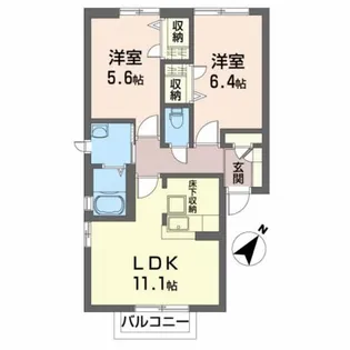 トワ ヴェールC【1階】の間取り