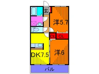 外河原コーポB【3階】の間取り