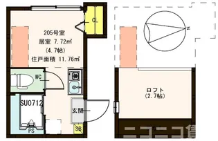 ハーモニーテラス日ノ出町III【2階】の間取り