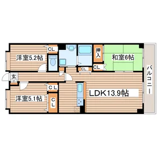 オークス南仙台【4階】の間取り