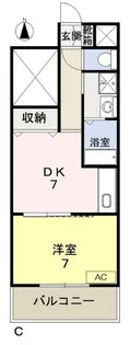 1DKの間取り画像