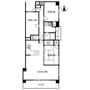 クレアコートガーデンタワー【4階】の間取り