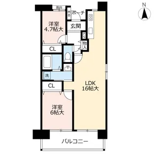 URアーベインルネス片野【8階】の間取り