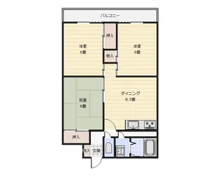 むらさきハイツ【3階】の間取り
