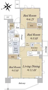 ガーデンヒルズ四ツ谷迎賓の森【7階】の間取り