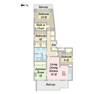 アミューズF【6階】の間取り