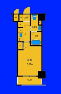 ライジングプレイス桜木町二番館【7階】の間取り