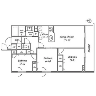 プライムガーデン若木【1階】の間取り