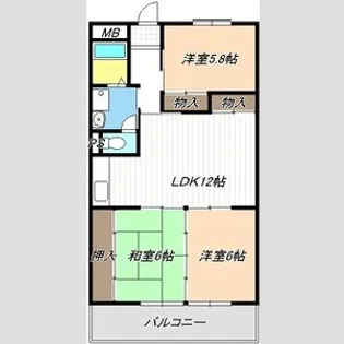 第5グランドハイツ服部【3階】の間取り