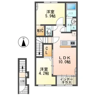 仮)那珂市菅谷字杉原新築アパート【2階】の間取り