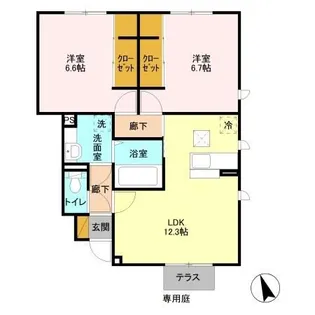 ハーリンガムコート都賀 A【1階】の間取り