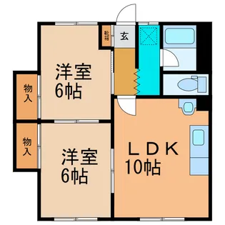 啓西ハイツ【2階】の間取り