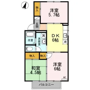 ハイツ万葉 A棟【2階】の間取り