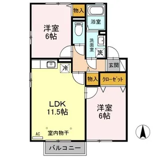 プール ラ ヴィ B【2階】の間取り
