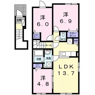 アクア ヴィレッジ【2階】の間取り