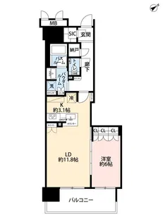 プレミスト鷹匠【14階】の間取り