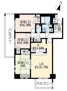 UR幕張ベイタウンパティオス7番街【1階】の間取り