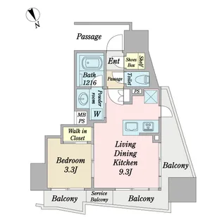 グローベル本八幡プレミアム【9階】の間取り