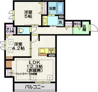 TRISQUARE北糀谷(トライスクエアキタコウジヤ)【3階】の間取り