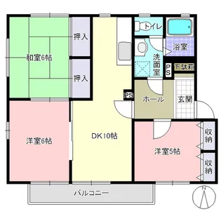 エメラルドグリーンハイツ D【2階】の間取り