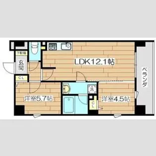 プレステージ12番館【8階】の間取り