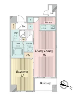 クエスタ高輪【8階】の間取り