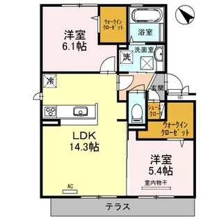 ルーチェ中百舌鳥 A棟【2階】の間取り