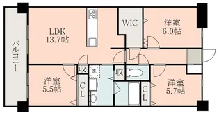 アルファスマート九品寺【4階】の間取り