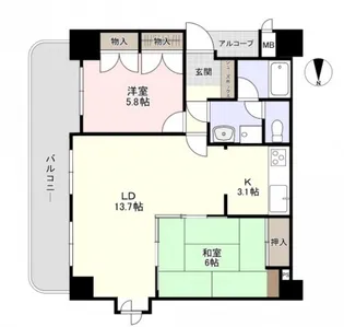 ダイアパレス東島田【5階】の間取り