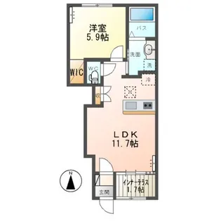 仮)那珂市菅谷字杉原新築アパート【1階】の間取り