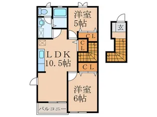 グラシュ・プレーヌII【2階】の間取り