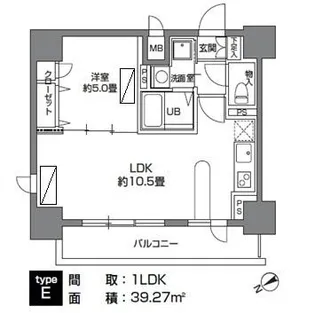 カスタリア三ノ輪(カスタリアミノワ)【13階】の間取り