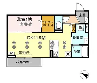 サンガーデン新山口B棟【1階】の間取り