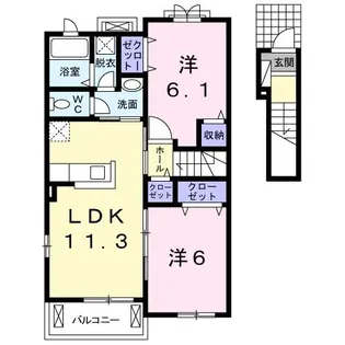 ラフレ-ズM II【2階】の間取り