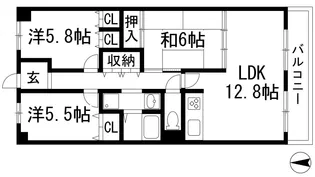 ヴィオレット宝塚【6階】の間取り