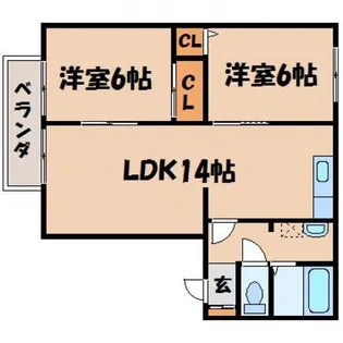 瀬野ハイライフタウンC【2階】の間取り